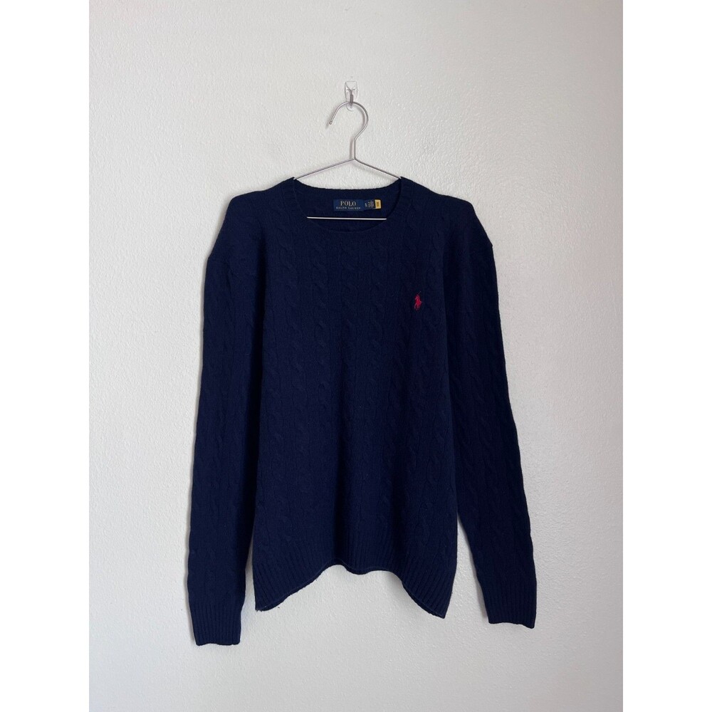 Polo Ralph Lauren Men's Wool/Cashmere Cable Knit Crew Sweater in Navy Size XL